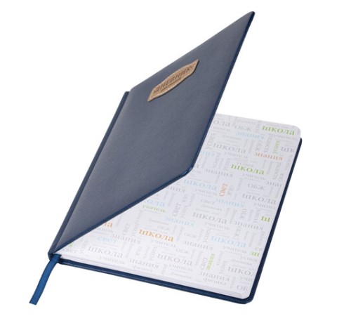 Дневник 1-11 класс 48 л., кожзам (твердая с поролоном), нашивка, BRAUBERG IGUANA, синий, 107226