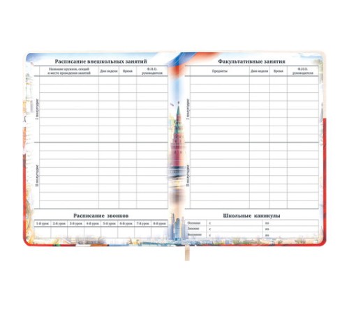 Дневник 1-11 класс 48 л., кожзам (твердая), печать, цветной блок, BRAUBERG, 