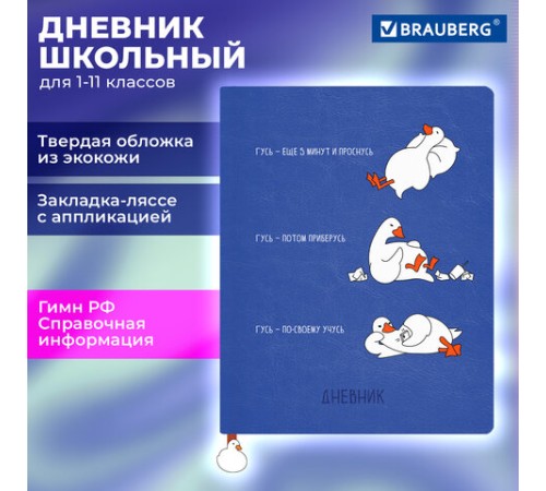 Дневник 1-11 класс 48 л., кожзам (твердая с поролоном), печать, ляссе с аппликацией, BRAUBERG, 