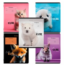 Тетрадь 12 л. BRAUBERG, клетка, обложка картон, CUTE ANIMALS, 107266