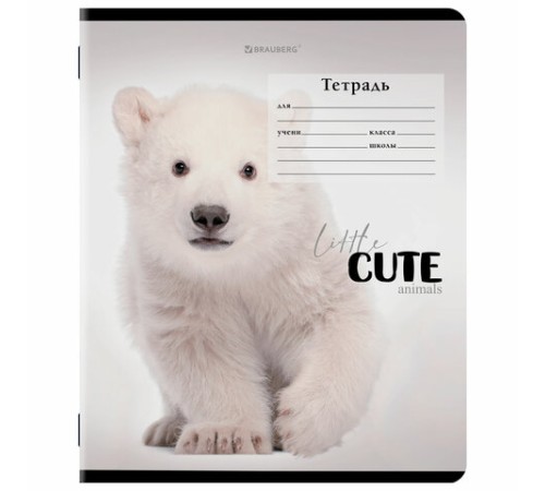 Тетрадь 12 л. BRAUBERG, клетка, обложка картон, CUTE ANIMALS, 107266