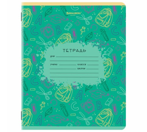 Тетрадь 12 л. BRAUBERG клетка, обложка картон, ПАТТЕРН, 107267