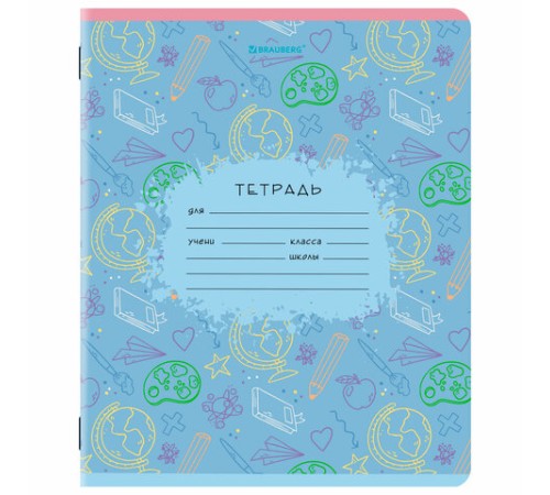 Тетрадь 12 л. BRAUBERG клетка, обложка картон, ПАТТЕРН, 107267