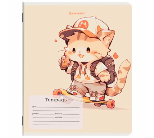 Тетрадь 12 л. BRAUBERG клетка, обложка картон, МИКС-1, 107268