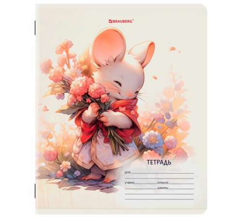 Тетрадь 12 л. BRAUBERG клетка, обложка картон, МИКС-1, 107268