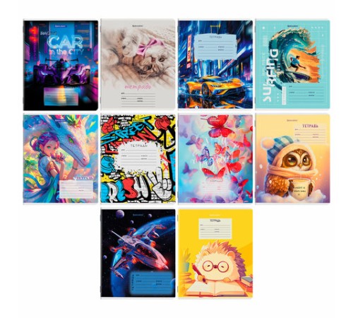 Тетрадь 12 л. BRAUBERG клетка, обложка картон, МИКС-2, 107269