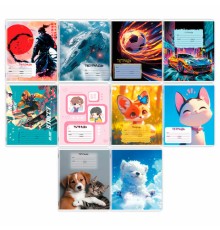 Тетрадь 12 л. ЮНЛАНДИЯ, клетка, обложка картон, МИКС-2, 107273