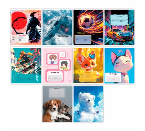 Тетрадь 12 л. ЮНЛАНДИЯ, клетка, обложка картон, МИКС-2, 107273