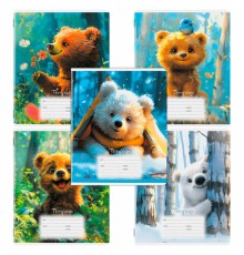 Тетрадь 12 л. ЮНЛАНДИЯ, клетка, обложка картон, МИШКИ, 107275