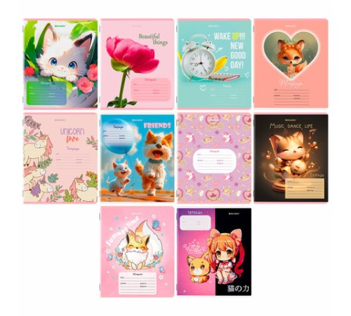 Тетрадь 12 л. BRAUBERG клетка, обложка картон, МИКС-4, 107276