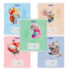 Тетрадь 12 л. BRAUBERG клетка, обложка картон, FUNNY ANIMALS, 107277