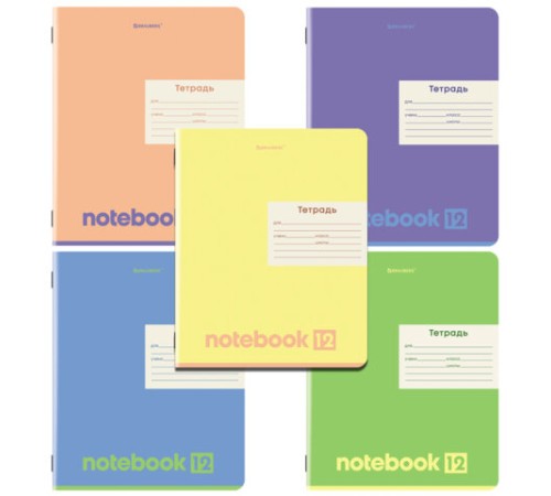 Тетрадь 12 л. BRAUBERG линия, обложка картон, МОНОХРОМ, 107283