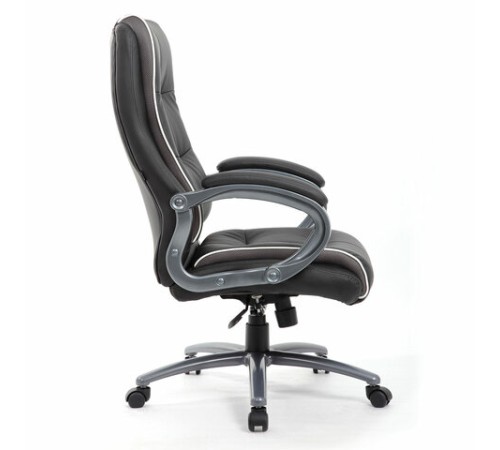 Кресло офисное BRABIX PREMIUM "Strong HD-009", НАГРУЗКА до 200 кг, экокожа черная, ткань серая, 531945
