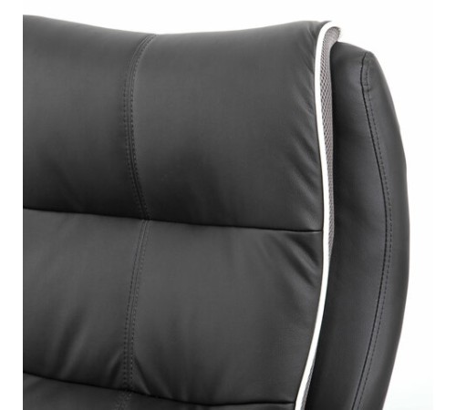 Кресло офисное BRABIX PREMIUM "Strong HD-009", НАГРУЗКА до 200 кг, экокожа черная, ткань серая, 531945