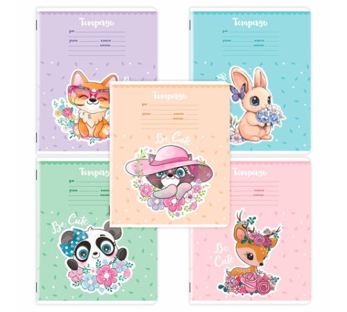 Тетрадь 12 л. ЮНЛАНДИЯ, линия, обложка картон, BE CUTE, 107285