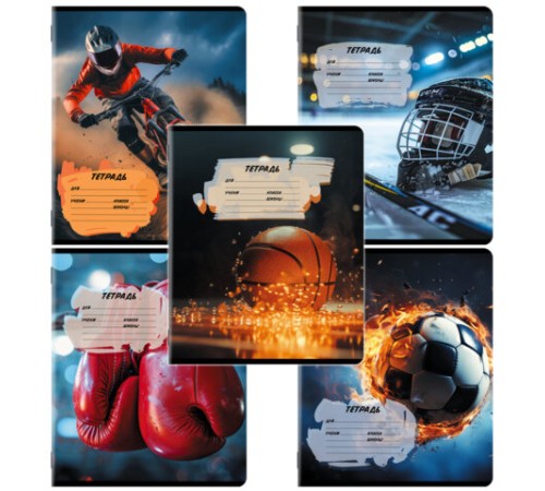 Тетрадь 12 л. ЮНЛАНДИЯ, линия, обложка картон, SPORT, 107286