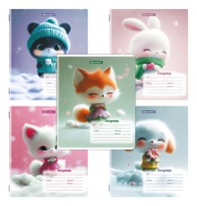 Тетрадь 12 л. BRAUBERG, линия, обложка картон, МИЛЫЕ ЗВЕРУШКИ, 107287