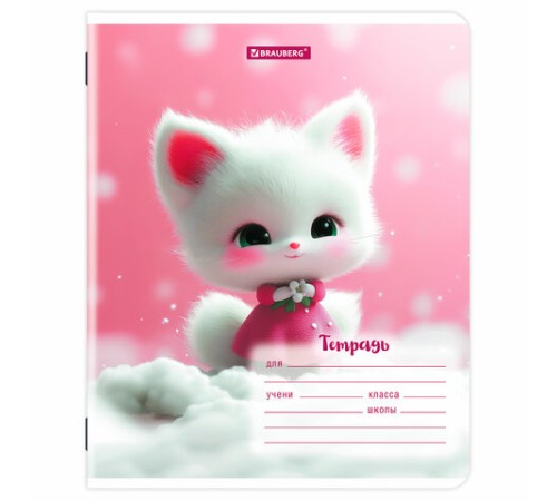 Тетрадь 12 л. BRAUBERG, линия, обложка картон, МИЛЫЕ ЗВЕРУШКИ, 107287
