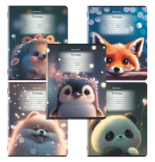 Тетрадь 12 л. BRAUBERG, косая линия, обложка картон, ЗВЕРУШКИ, 107289