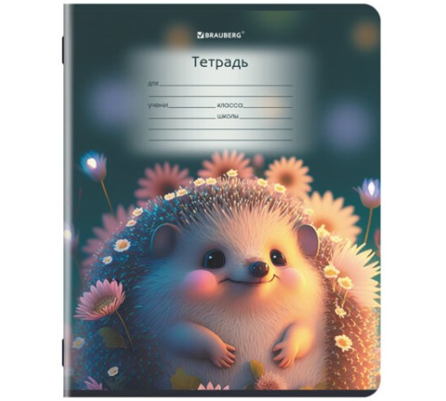 Тетрадь 12 л. BRAUBERG, косая линия, обложка картон, ЗВЕРУШКИ, 107289
