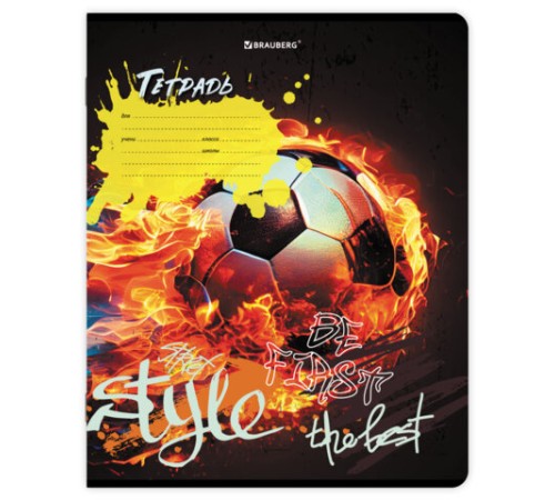 Тетрадь 12 л. BRAUBERG косая линия, обложка картон, ФУТБОЛ, 107290