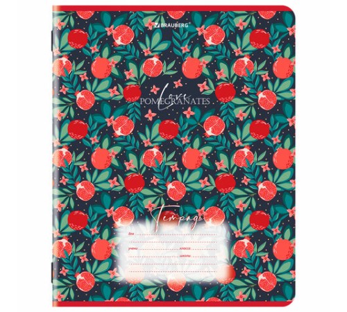 Тетрадь 18 л. BRAUBERG, клетка, обложка картон, ГРАНАТ, 107296