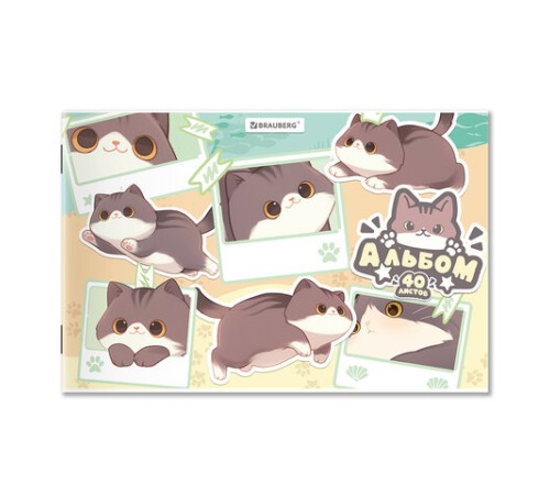 Альбом для рисования А4 40 л., скоба, обложка картон, BRAUBERG, 203х288 мм, кросс-серия 