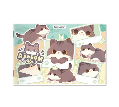 Альбом для рисования А4 40 л., скоба, обложка картон, BRAUBERG, 203х288 мм, кросс-серия 