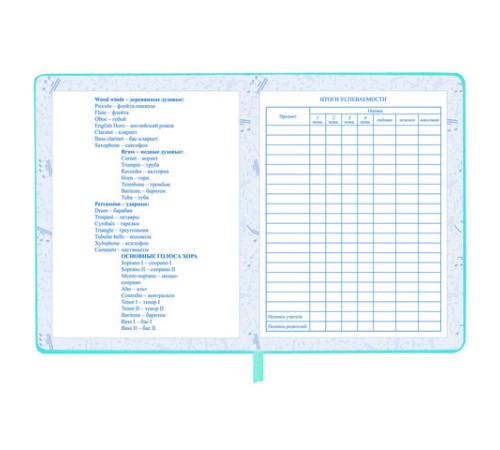 Дневник для музыкальной школы 170х215 мм, 48 л., обложка кожзам твердая, фольга, BRAUBERG, справочный материал, КОТИК, 107367