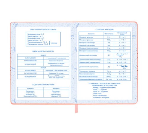 Дневник для музыкальной школы 170х215 мм, 48 л., обложка кожзам твердая, фольга, BRAUBERG, справочный материал, НОТКИ, 107368