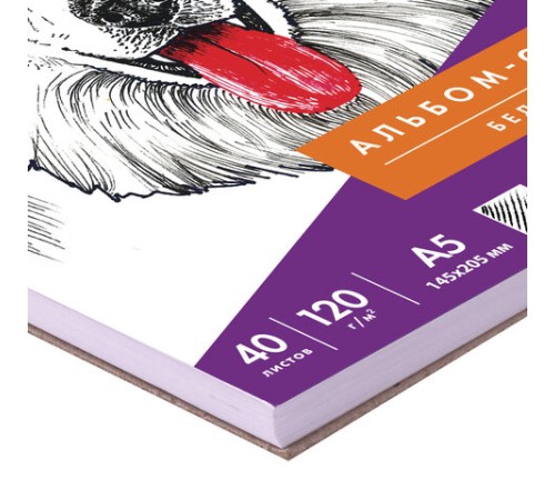 Скетчбук, белая бумага 120 г/м2, 145х205 мм, 40 л., гребень, жёсткая подложка, BRAUBERG ART DEBUT, 110988