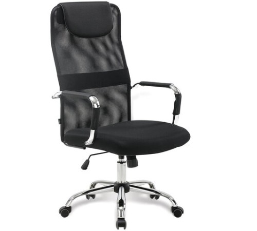 Кресло офисное BRABIX "Fit EX-514", с подголовником, хром, черное, 531949 Кресло офисное BRABIX "Fit EX-514", с подголовником, хром, черное, 531949