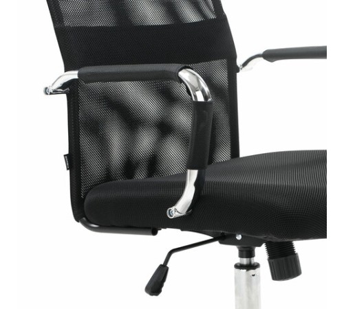 Кресло офисное BRABIX "Fit EX-514", с подголовником, хром, черное, 531949 Кресло офисное BRABIX "Fit EX-514", с подголовником, хром, черное, 531949