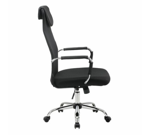 Кресло офисное BRABIX "Fit EX-514", с подголовником, хром, черное, 531949 Кресло офисное BRABIX "Fit EX-514", с подголовником, хром, черное, 531949