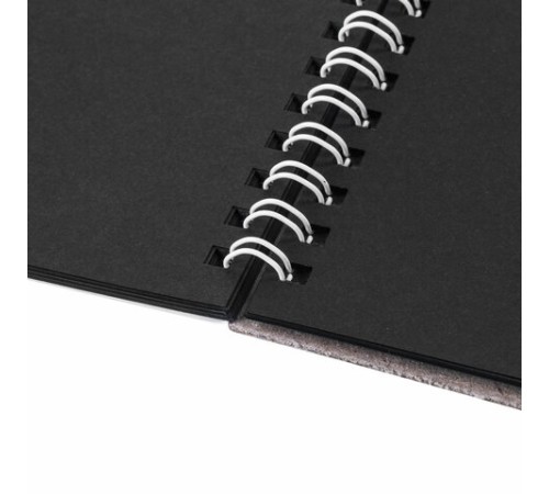 Скетчбук, черная бумага 120 г/м2, 205х290 мм, 20 л., гребень, жёсткая подложка, BRAUBERG ART DEBUT, 110995