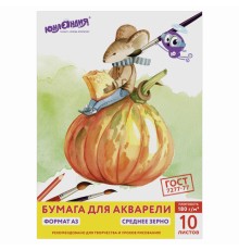 Папка для акварели БОЛЬШАЯ А3, 10 л., 180 г/м2, ЮНЛАНДИЯ, 297х420 мм, 