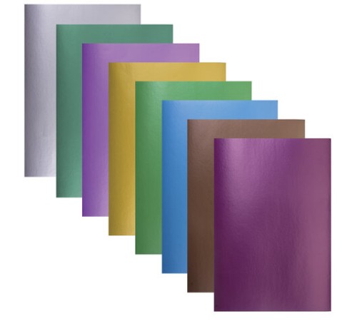 Картон цветной А4 МЕЛОВАННЫЙ ПЕРЛАМУТРОВЫЙ, 8 листов, 8 цветов, в папке, ЮНЛАНДИЯ, 200х290 мм, 