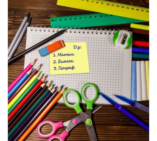 Блок самоклеящийся (стикеры) ЮНЛАНДИЯ 76х76 мм, 100 листов, желтый, 111347