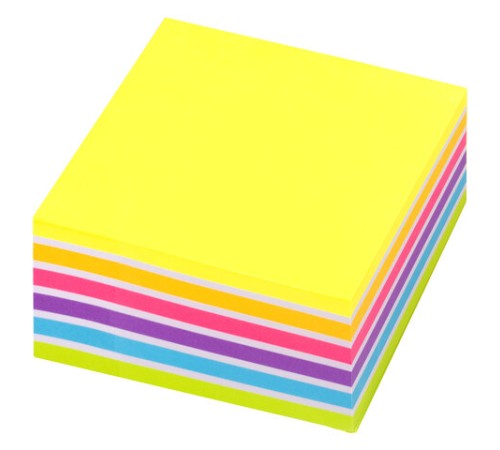 Блок самоклеящийся (стикеры) ЮНЛАНДИЯ НЕОНОВЫЙ 76х76 мм, 400 листов, 7 цветов, 111351