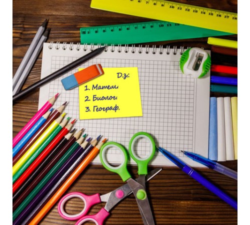 Блок самоклеящийся (стикеры) ЮНЛАНДИЯ НЕОНОВЫЙ 76х76 мм, 400 листов, 7 цветов, 111351