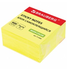 Блок самоклеящийся (стикеры) BRAUBERG НЕОНОВЫЙ 76х76 мм, 400 листов, желтый, 111352