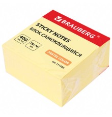 Блок самоклеящийся (стикеры) BRAUBERG 76х76 мм, 400 листов, желтый, 111353