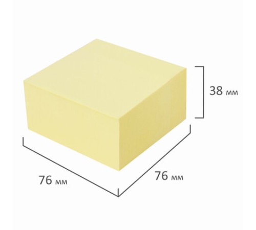 Блок самоклеящийся (стикеры) BRAUBERG 76х76 мм, 400 листов, желтый, 111353