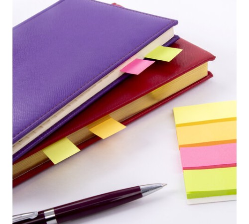 Закладки клейкие неоновые BRAUBERG бумажные, 50х20 мм, 200 штук (4 цвета х 50 листов), 111363