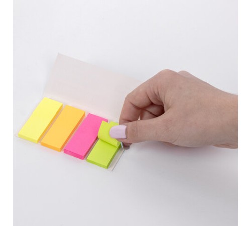 Закладки клейкие неоновые BRAUBERG бумажные, 50х20 мм, 200 штук (4 цвета х 50 листов), 111363