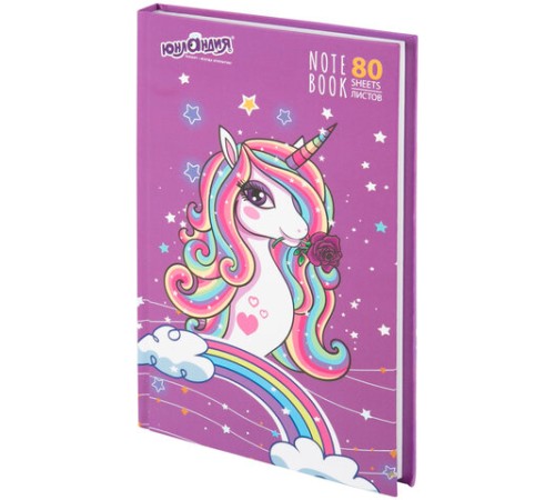 Блокнот А5 134х206 мм, 80 л., твердый, клетка, выборочный лак, ЮНЛАНДИЯ, 