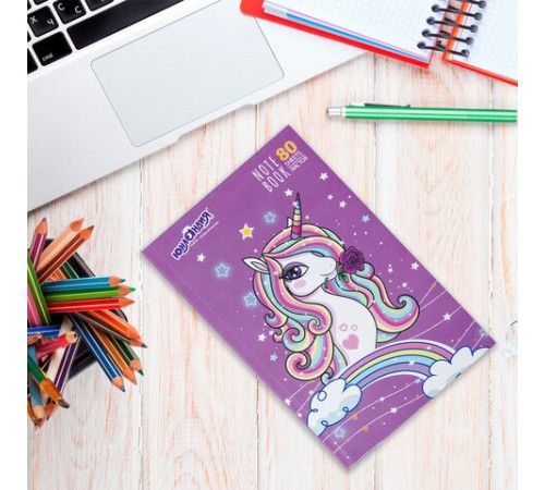 Блокнот А5 134х206 мм, 80 л., твердый, клетка, выборочный лак, ЮНЛАНДИЯ, 