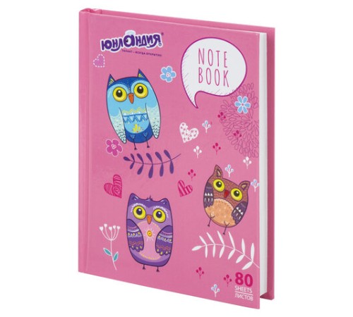 Блокнот МАЛЫЙ ФОРМАТ 110х147 мм, А6, 80 л., твердый, клетка, ЮНЛАНДИЯ, 