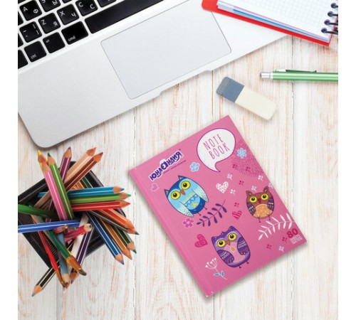 Блокнот МАЛЫЙ ФОРМАТ 110х147 мм, А6, 80 л., твердый, клетка, ЮНЛАНДИЯ, 