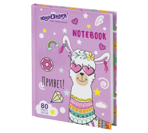 Блокнот МАЛЫЙ ФОРМАТ 110х147 мм, А6, 80 л., твердый, клетка, ЮНЛАНДИЯ, 